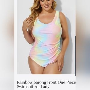Meet.Curve one piece bathing suit rainbow sarong
